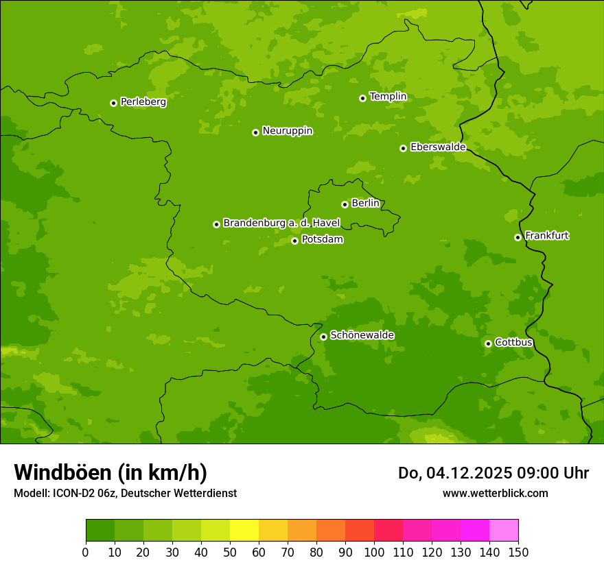 Modellkarten Windgeschwindigkeit