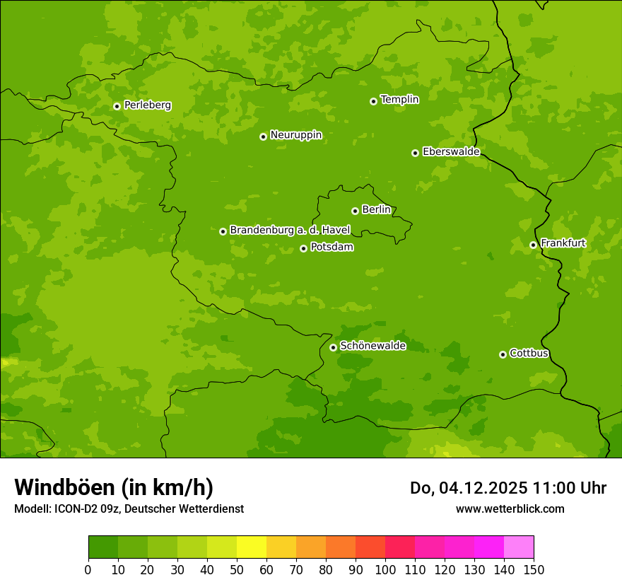 Modellkarten Windgeschwindigkeit