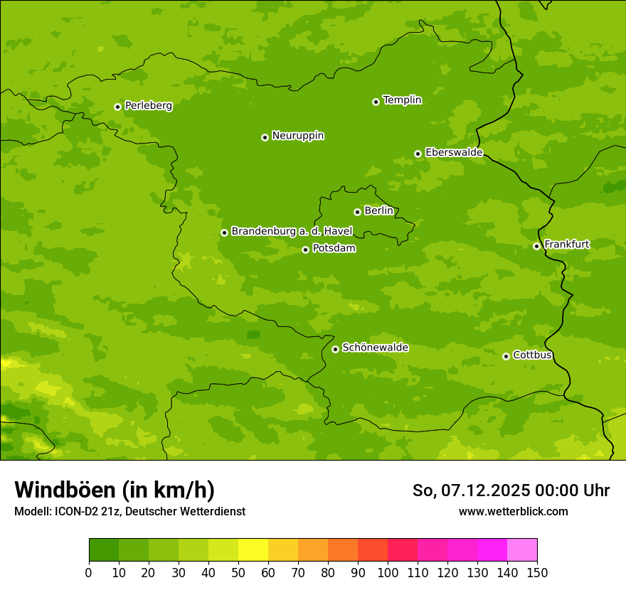 Modellkarten Windgeschwindigkeit