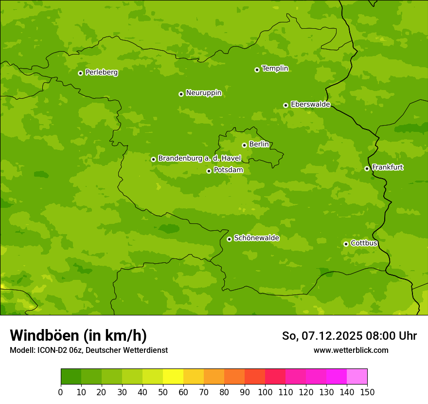 Modellkarten Windgeschwindigkeit
