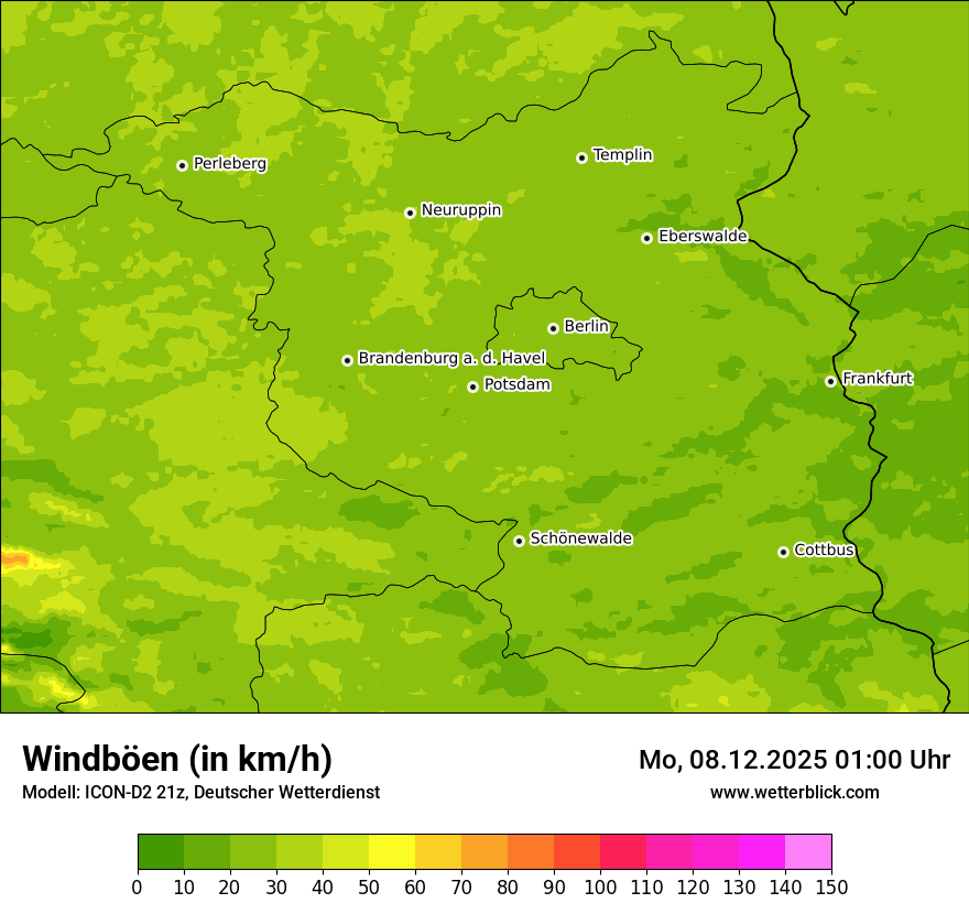 Modellkarten Windgeschwindigkeit