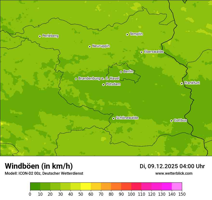 Modellkarten Windgeschwindigkeit