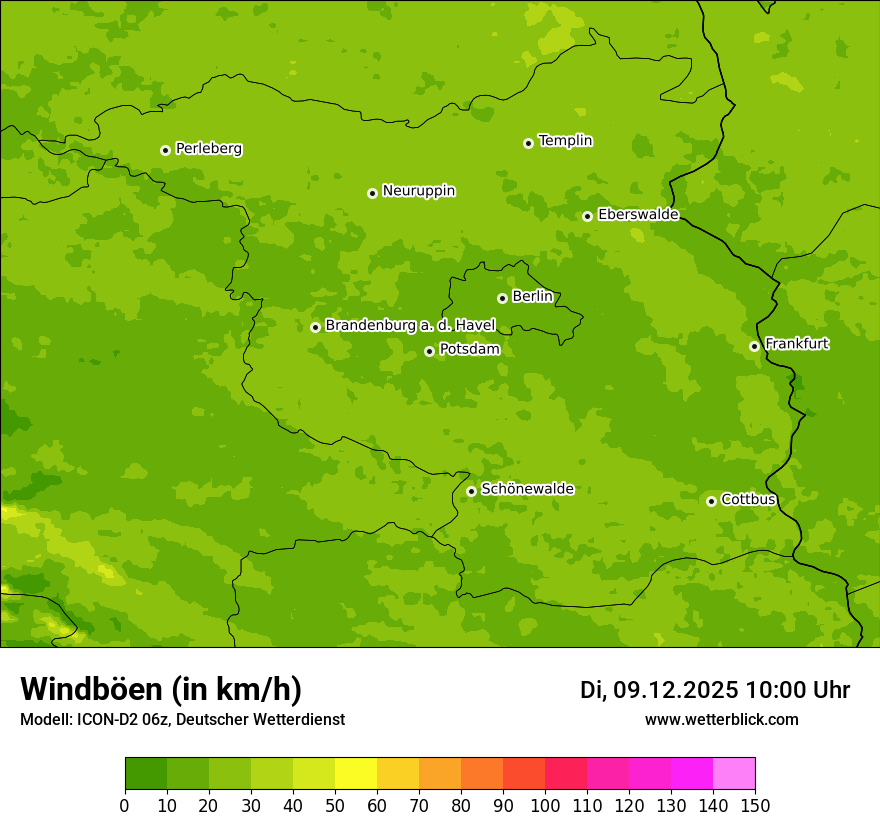 Modellkarten Windgeschwindigkeit