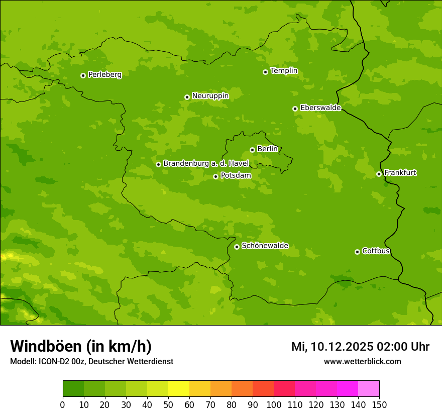 Modellkarten Windgeschwindigkeit
