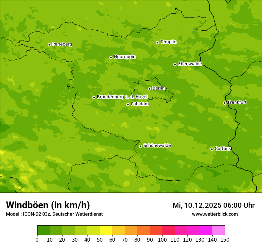Modellkarten Windgeschwindigkeit