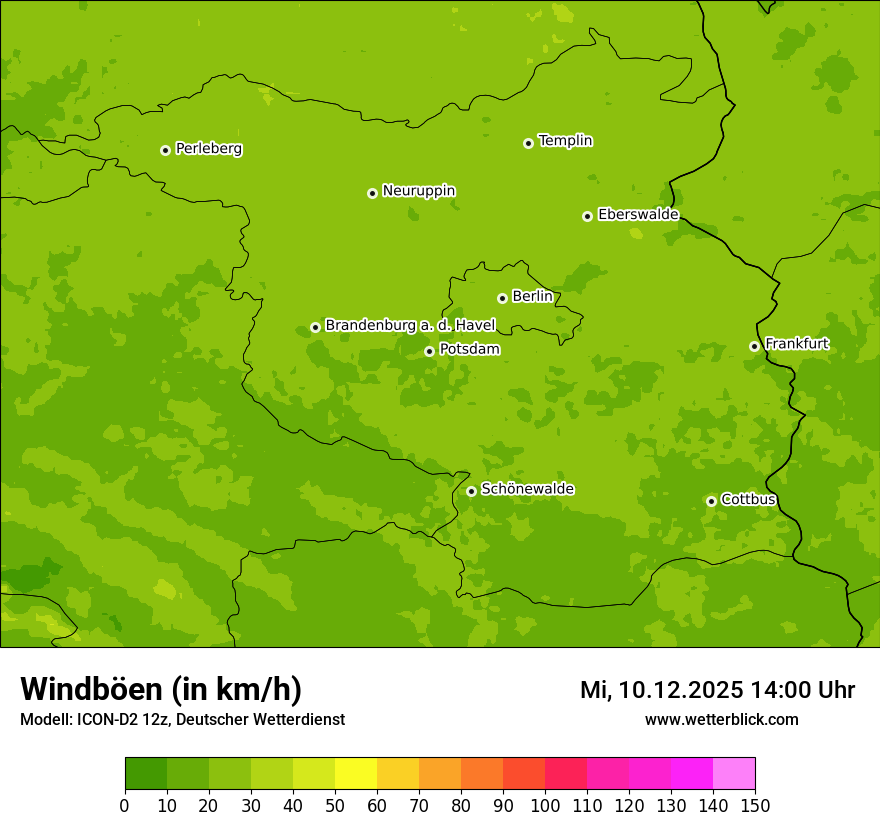Modellkarten Windgeschwindigkeit