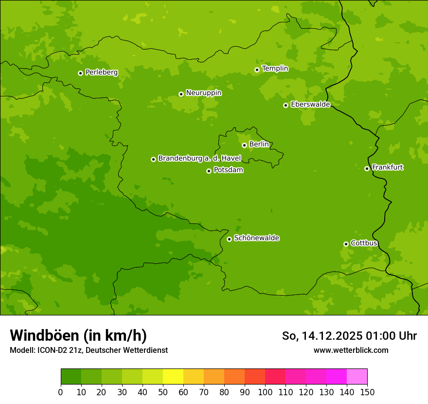 Modellkarten Windgeschwindigkeit