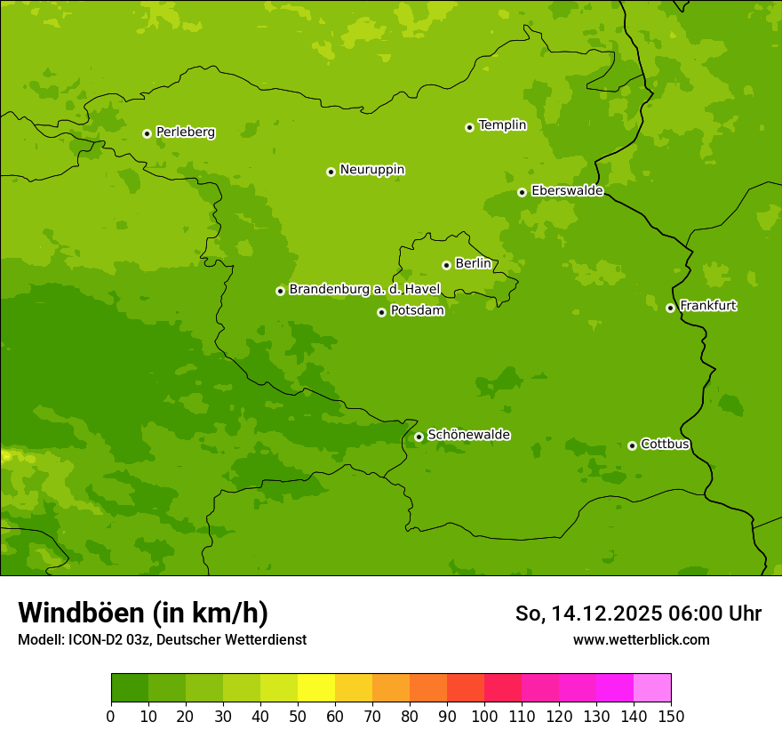 Modellkarten Windgeschwindigkeit