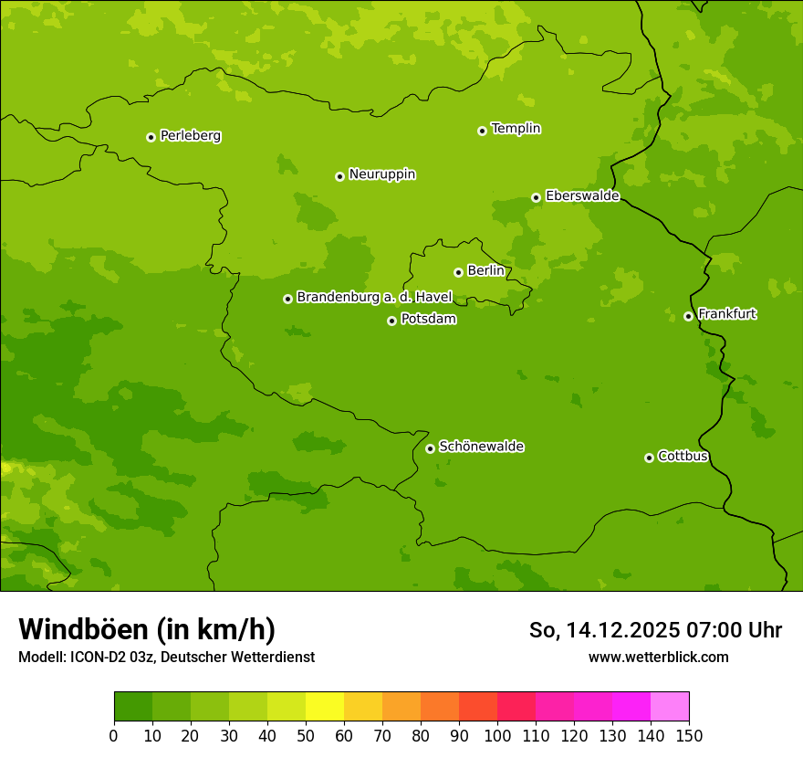 Modellkarten Windgeschwindigkeit