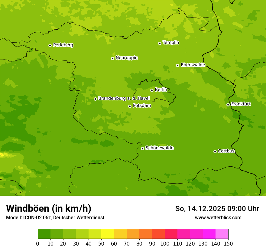 Modellkarten Windgeschwindigkeit