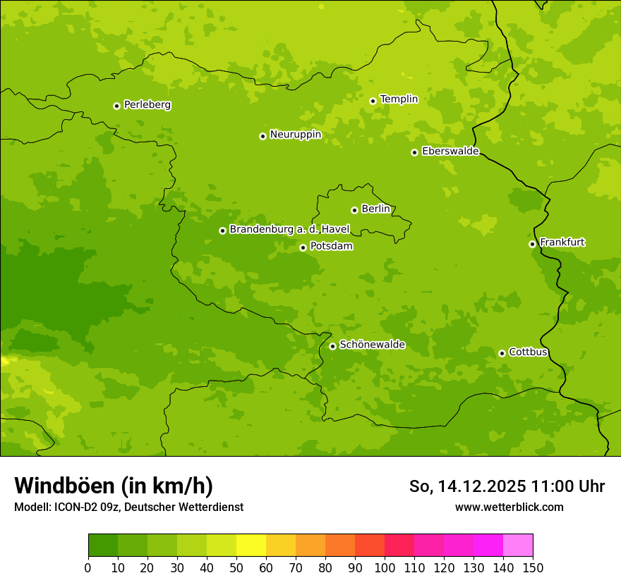 Modellkarten Windgeschwindigkeit