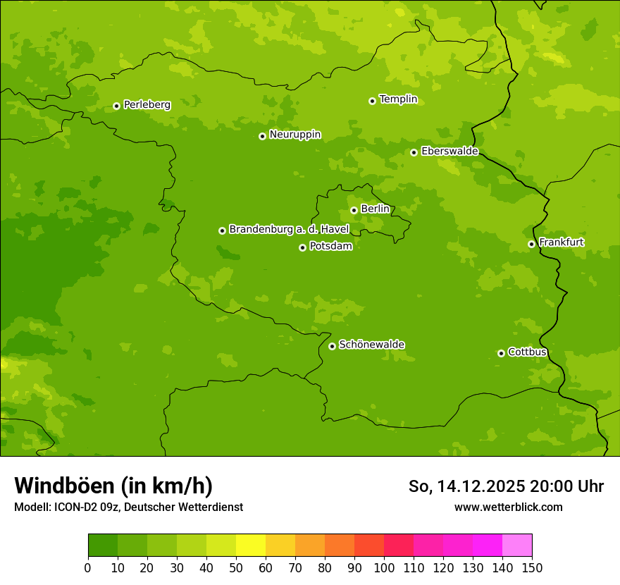 Modellkarten Windgeschwindigkeit