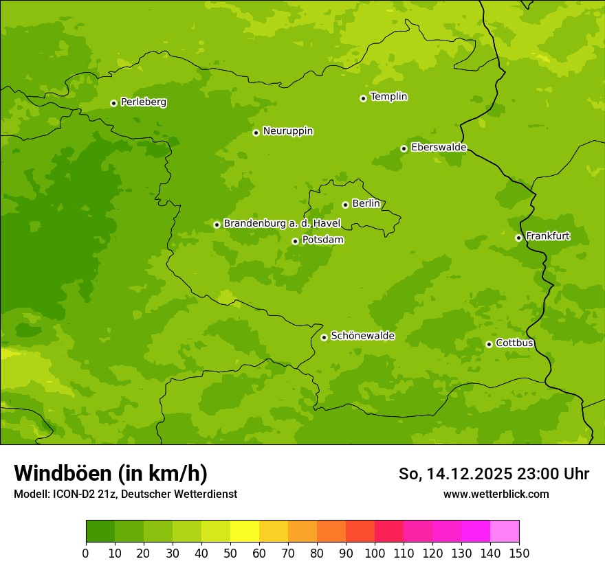 Modellkarten Windgeschwindigkeit