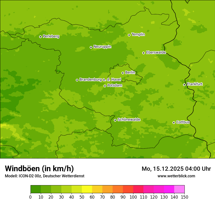Modellkarten Windgeschwindigkeit