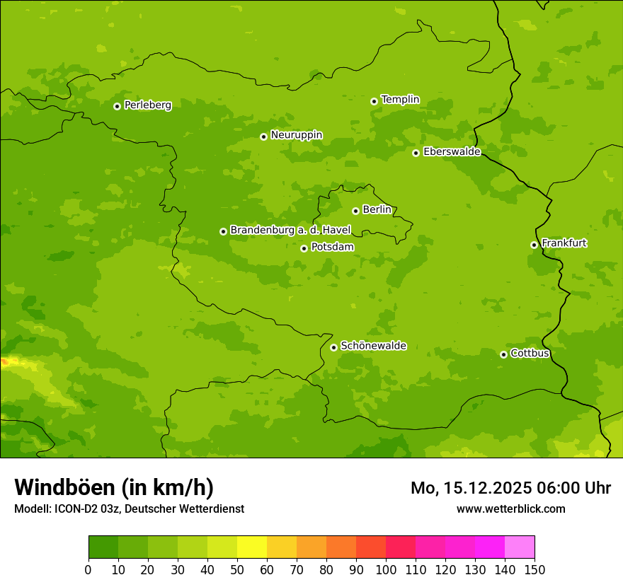 Modellkarten Windgeschwindigkeit