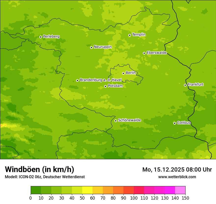 Modellkarten Windgeschwindigkeit