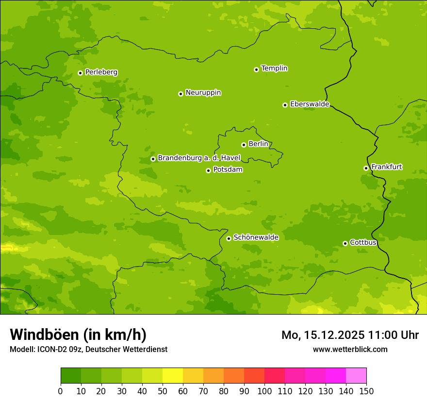 Modellkarten Windgeschwindigkeit