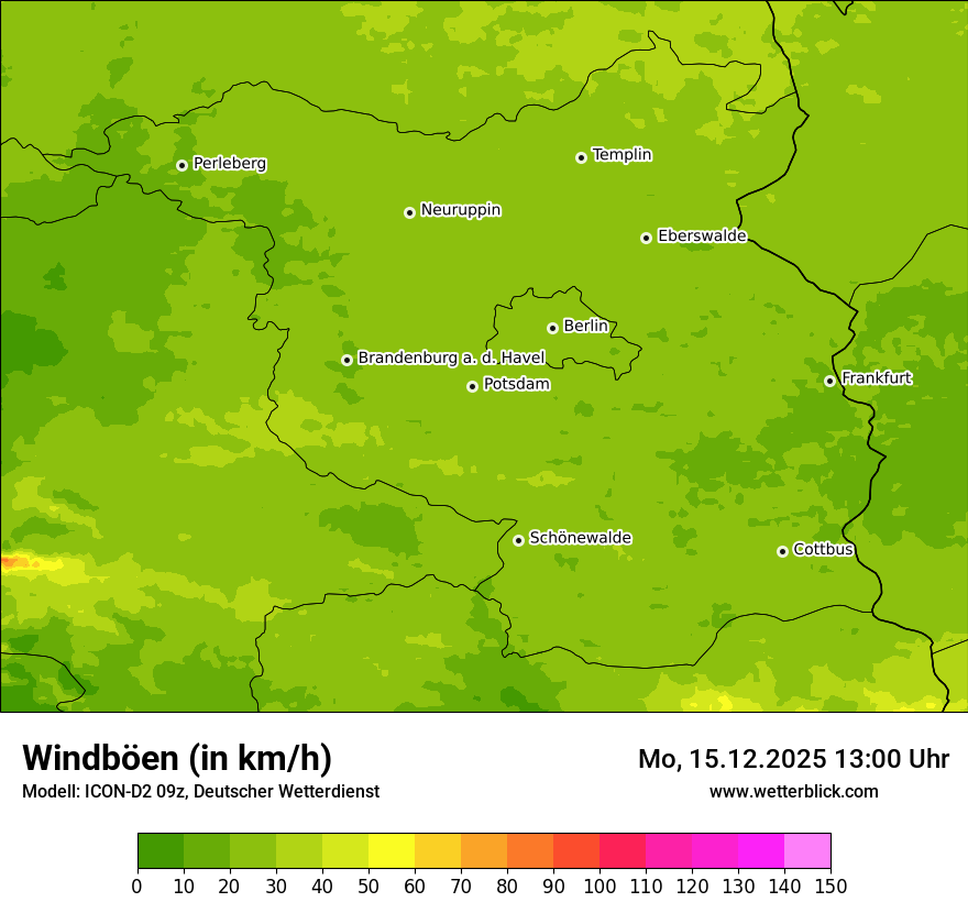 Modellkarten Windgeschwindigkeit