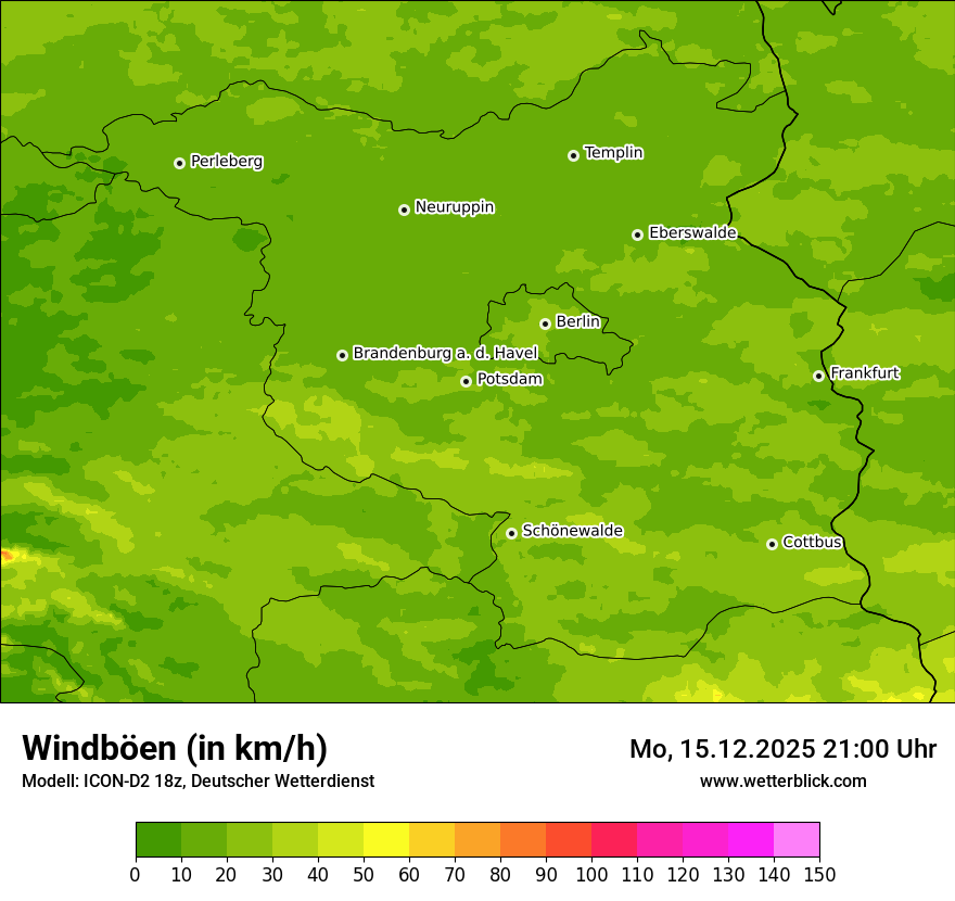 Modellkarten Windgeschwindigkeit