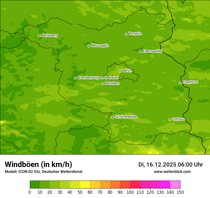 Modellkarten Windgeschwindigkeit