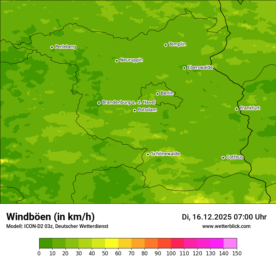 Modellkarten Windgeschwindigkeit
