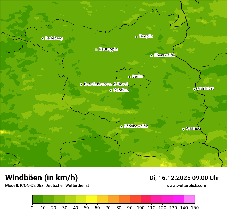 Modellkarten Windgeschwindigkeit