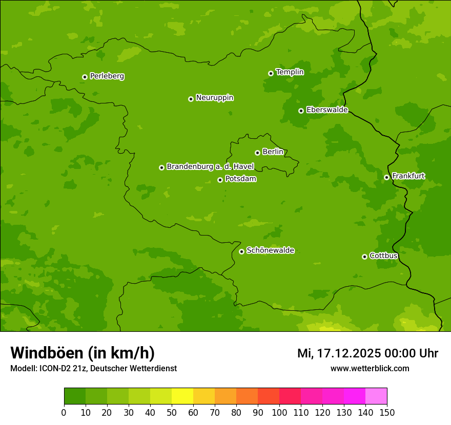 Modellkarten Windgeschwindigkeit