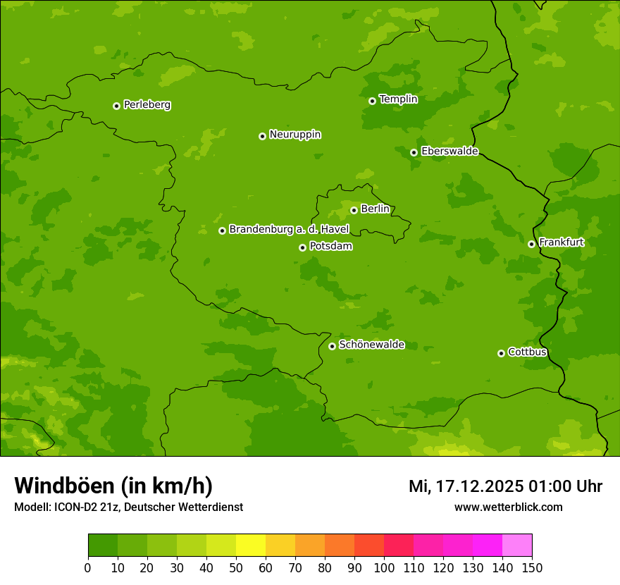 Modellkarten Windgeschwindigkeit