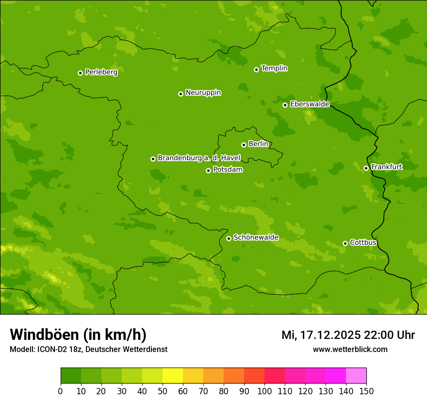 Modellkarten Windgeschwindigkeit