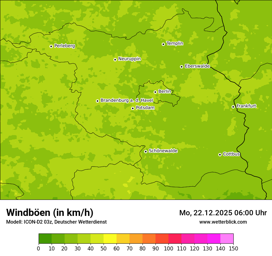 Modellkarten Windgeschwindigkeit