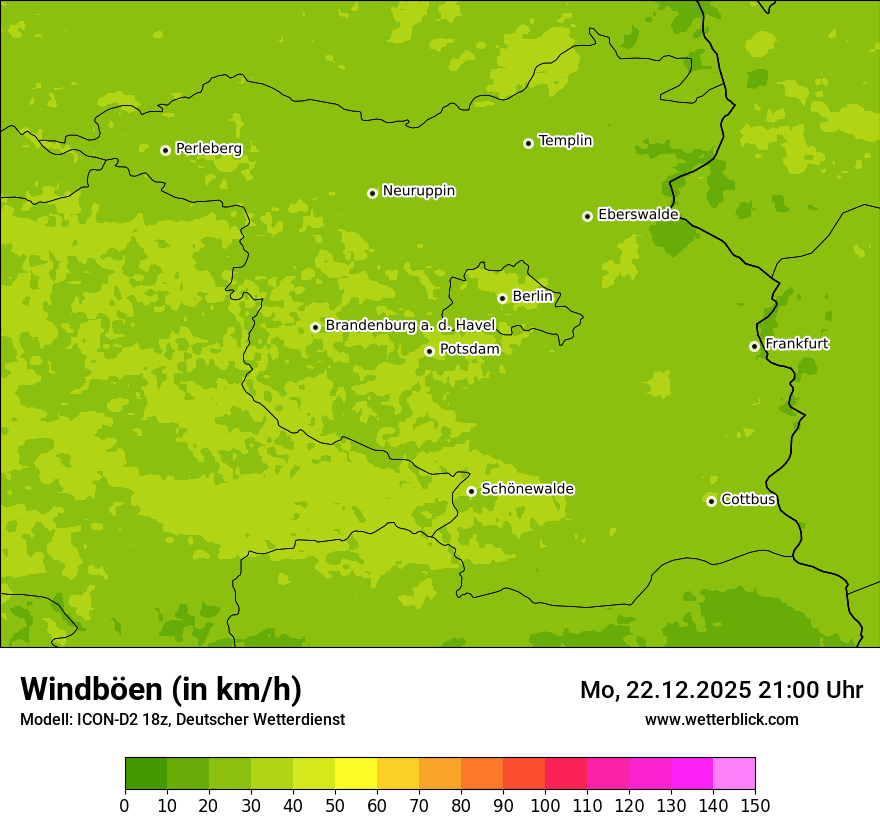 Modellkarten Windgeschwindigkeit