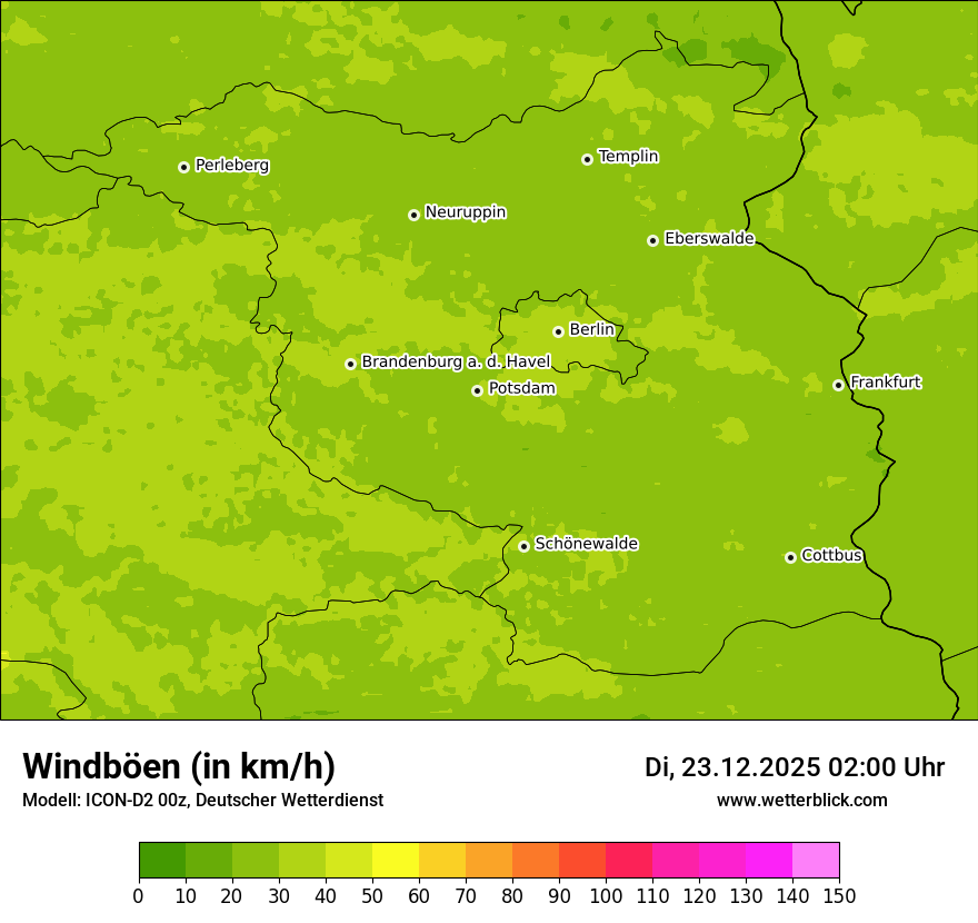 Modellkarten Windgeschwindigkeit