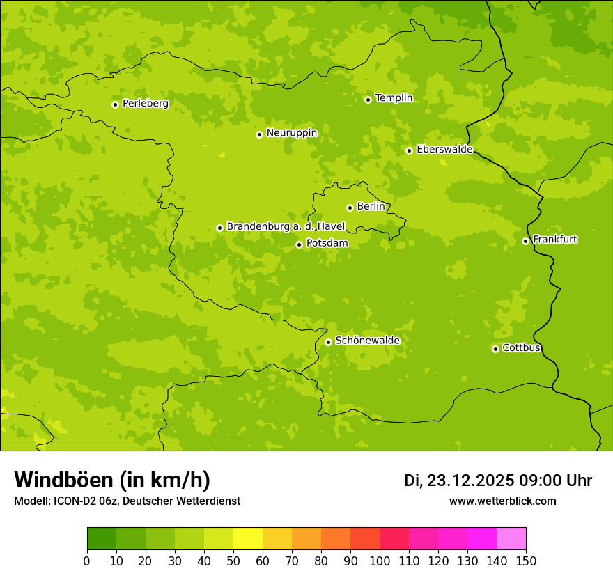 Modellkarten Windgeschwindigkeit