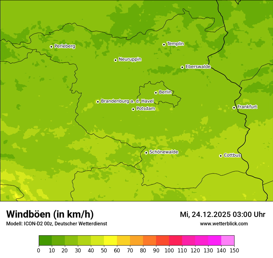 Modellkarten Windgeschwindigkeit
