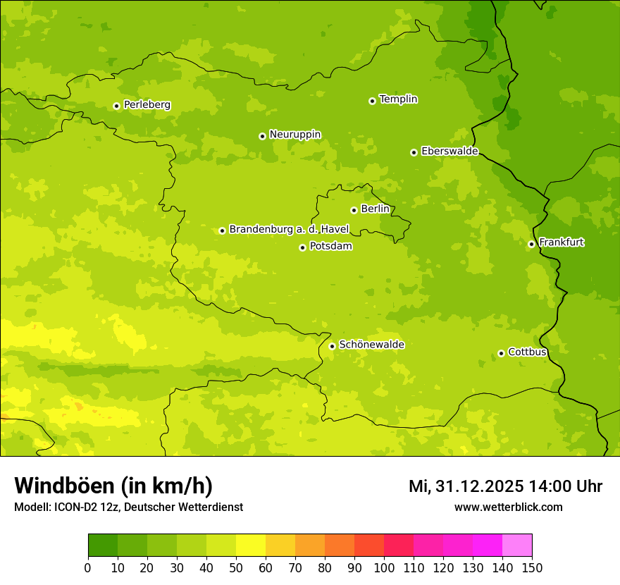 Modellkarten Windgeschwindigkeit