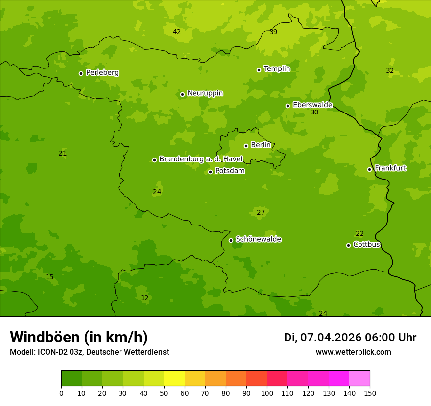 Modellkarte ICON-D2 – vmax – bb