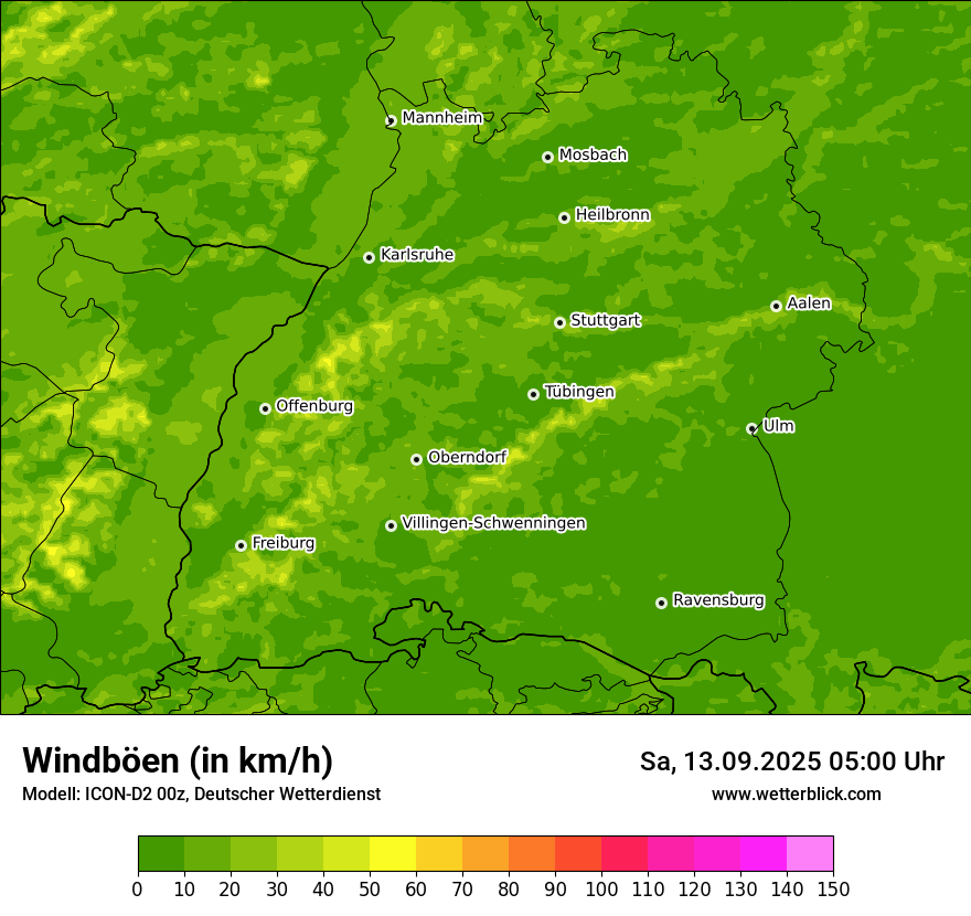 Modellkarten Windgeschwindigkeit