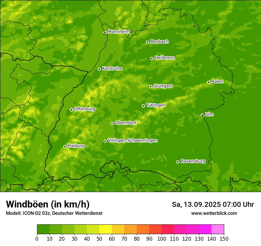 Modellkarten Windgeschwindigkeit