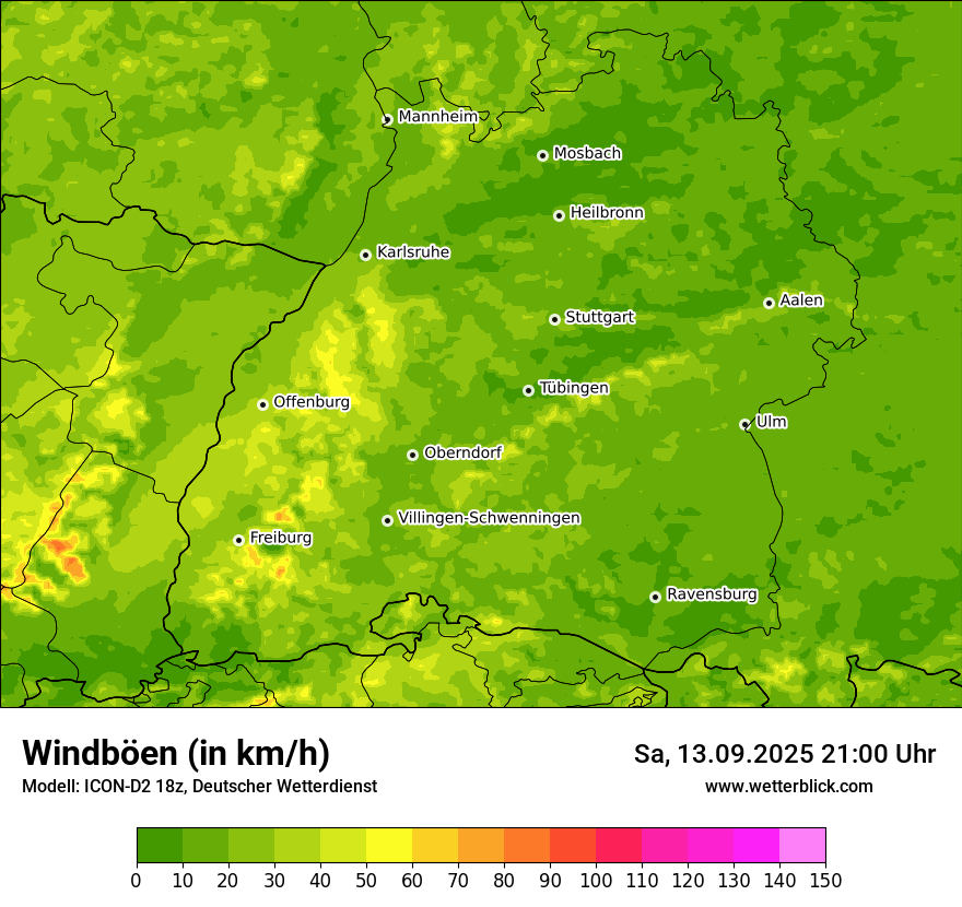 Modellkarten Windgeschwindigkeit