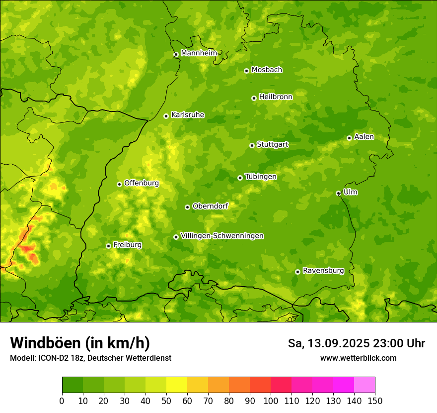 Modellkarten Windgeschwindigkeit