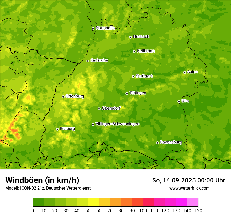 Modellkarten Windgeschwindigkeit