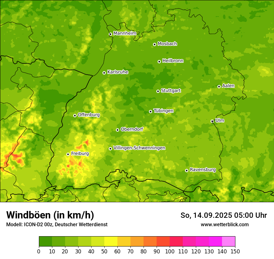 Modellkarten Windgeschwindigkeit