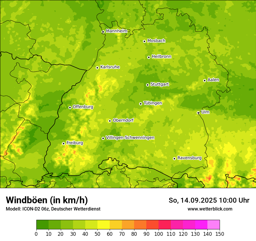 Modellkarten Windgeschwindigkeit
