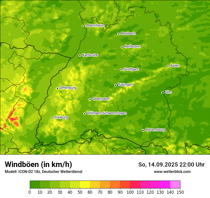 Modellkarten Windgeschwindigkeit
