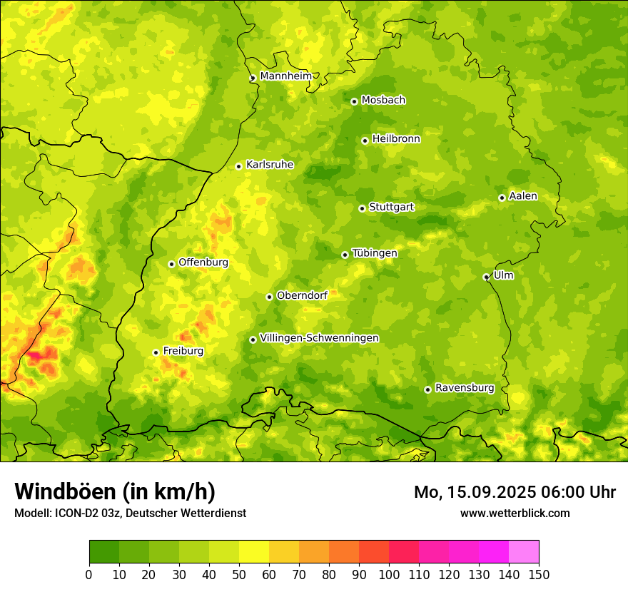 Modellkarten Windgeschwindigkeit