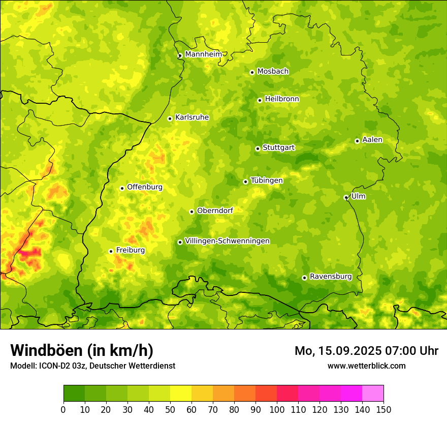 Modellkarten Windgeschwindigkeit