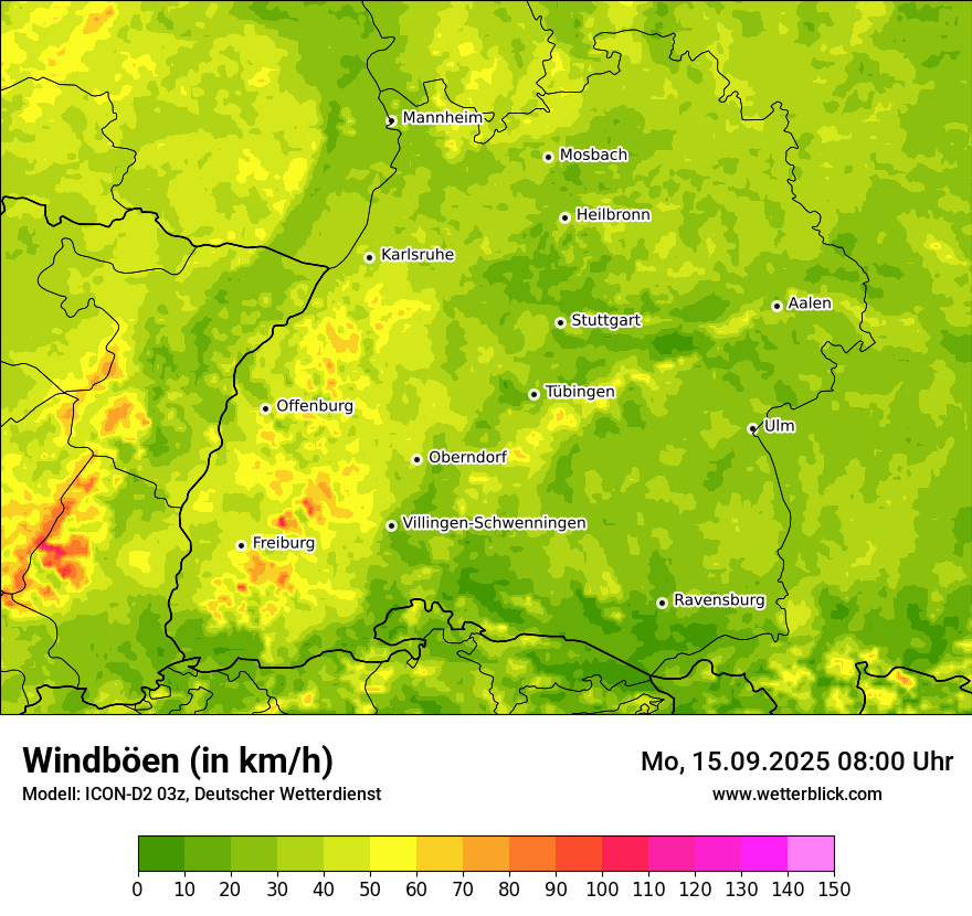 Modellkarten Windgeschwindigkeit