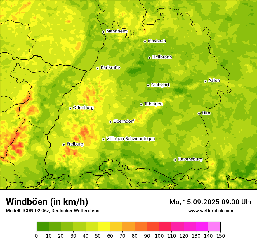 Modellkarten Windgeschwindigkeit