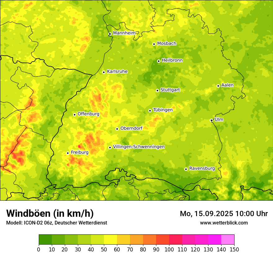 Modellkarten Windgeschwindigkeit