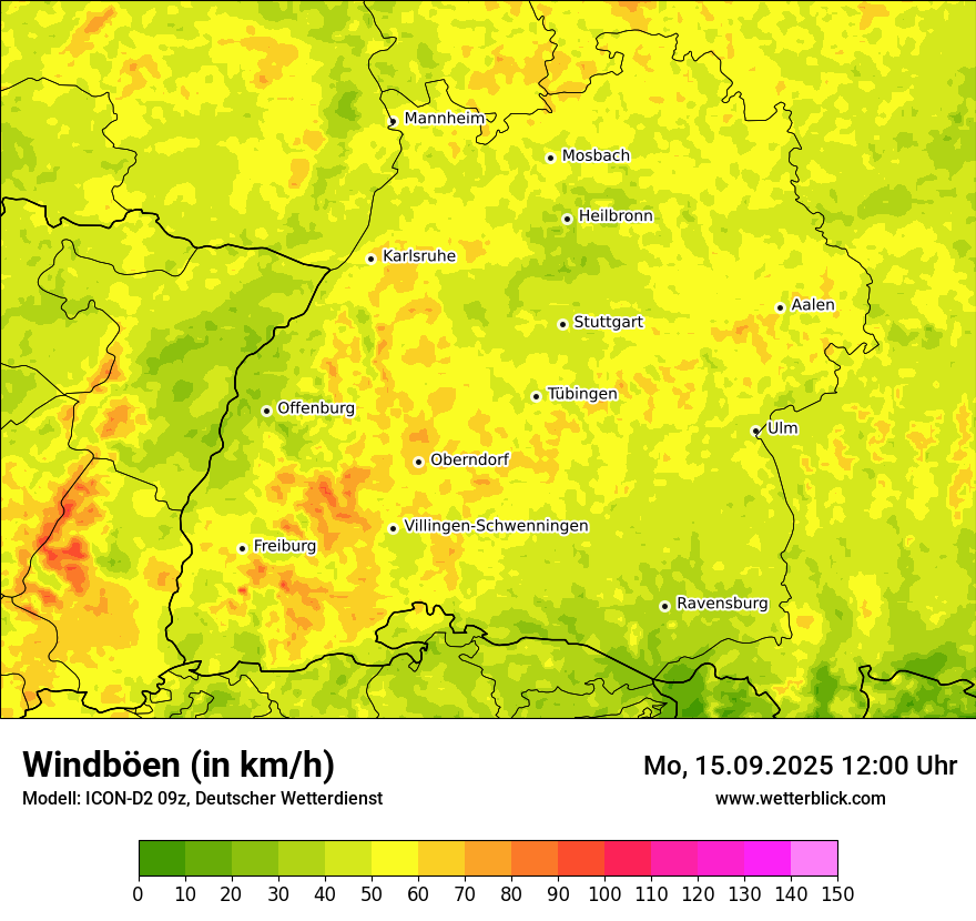 Modellkarten Windgeschwindigkeit